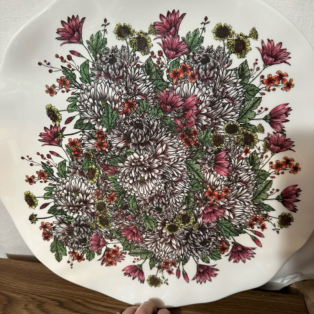 Botanical Floral Melamine Serving Tray 16”